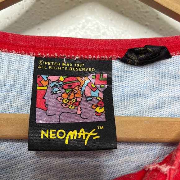 VTG 1987 Peter Max Neo Max New Atlantis / Playing Clouds Long Sleeve Shirt Small - Picture 15 of 16
